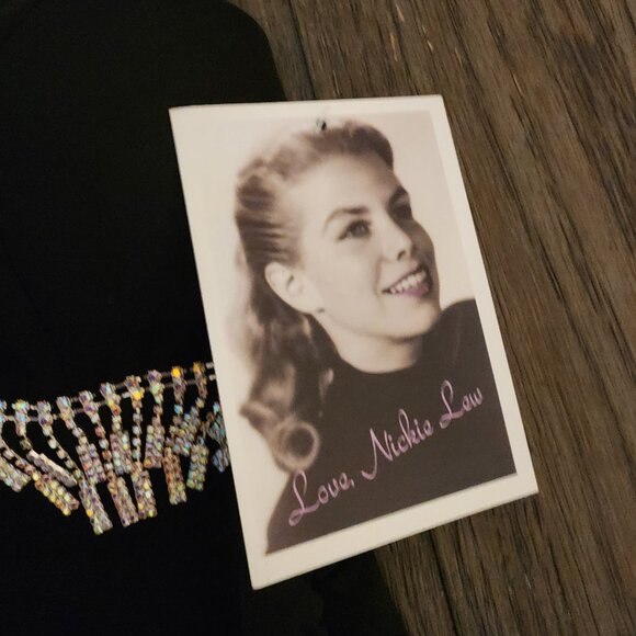 LOVE, NICKIE LEW Rhinestone Fringe Cocktail Minidress NWT BLACK  SMALL SNAGS - Picture 4 of 12